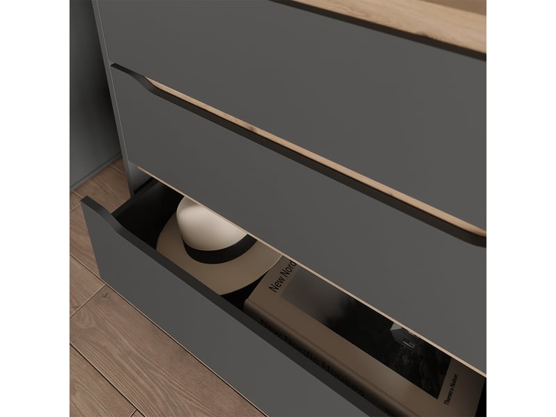  Vicco commode avec tiroirs, anthracitechêne artisan, 80x100.7cm  - Conforama D
