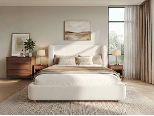 Lit coffre 140x200 cm <strong>LEYTN</strong> <strong></strong> coloris beige