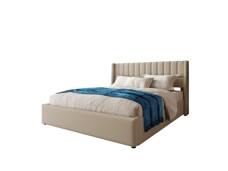  Lit coffre hydraulique 180 x 200 cm en lin beige  - Conforama A