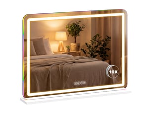 Miroir maquillage lumineux 80x60cm, miroir coiffeuse led dimmable, lumière rgb, 3 températures de couleur, blanc