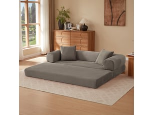 Canapé droit convertible modulable en lit, velours côtelé, mousse froide, sans montage, pour salonchambre, taupe
