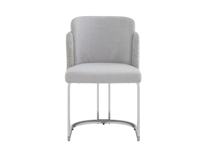  Lot de 2 chaises de salle à manger en tissu chenille gris clair et métal argenté N634P448059G - Conforama A