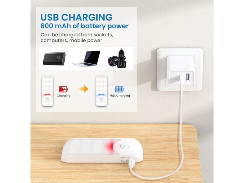  Veilleuse led rechargeable,[2 pièces] automatique lampe led détecteur de mouvement, lumière murale magnetique portable  - Conforama D
