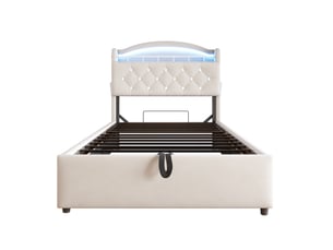 Lit coffre 90x200 cm <strong></strong>  <strong></strong> coloris beige
