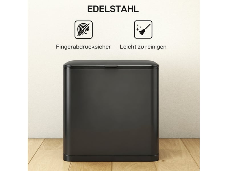  Poubelle 8 l 29,7x17,4x30 cm avec couvercle métal noir  - Conforama C