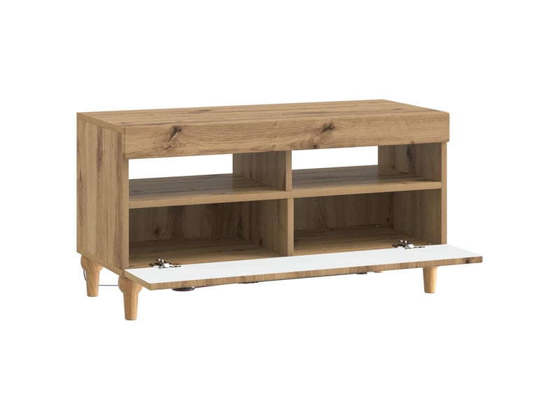  Meuble tv - banc tv - meuble de rangement led chêne artisanal bois d'ingénierie  - Conforama E