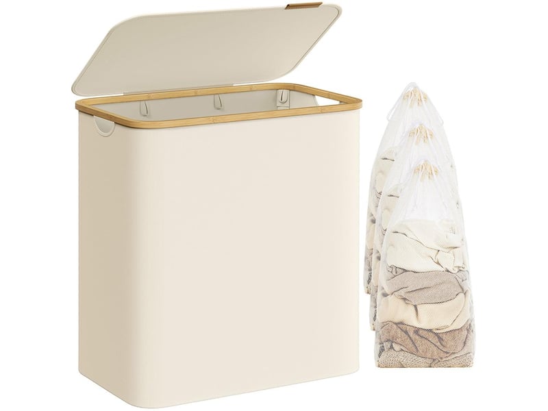  Panier à linge pliable gain de place 65 x 40 x 40 cm avec doublure amovible style moderne en tissu oxford gris 12_0012032  - Conforama A