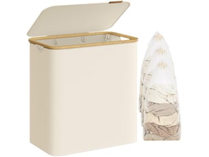 Panier à linge pliable gain de place 65 x 40 x 40 cm avec doublure amovible style moderne en tissu oxford gris 12_0012032