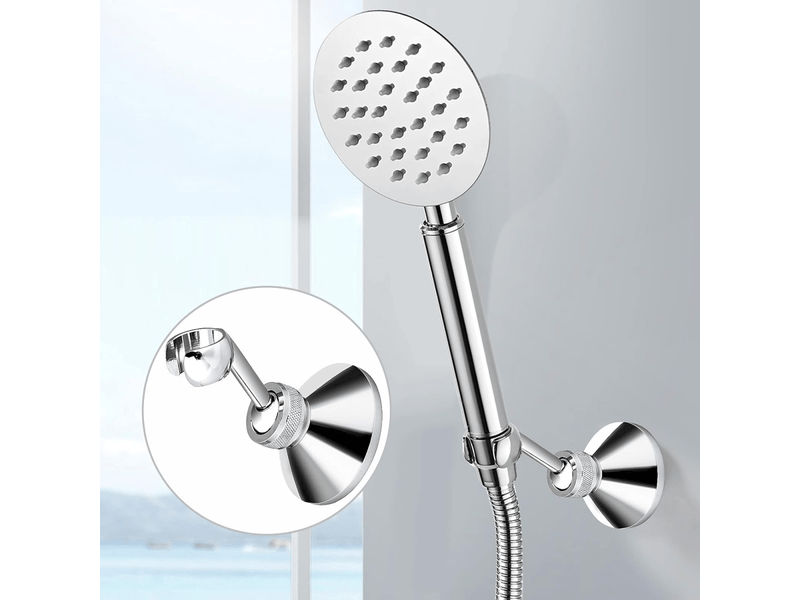  Support de pommeau de douche réglable en plaqué chrome pour flexible de douche standard,support de pommeau de douche,argent  - Conforama D