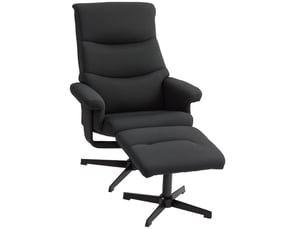 Fauteuil inclinable avec repose-pieds, pivotant, à bascule, aspect velours, jusqu'à 150 kg, noir