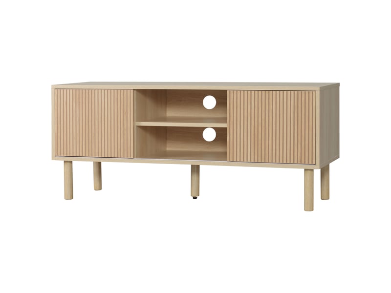  Meuble tv support tv pour télévision jusqu'à 50 pouces 2 portes coulissantes et 2 niches avec passe-câbles - 115 x 40 x 49 cm  - Conforama B