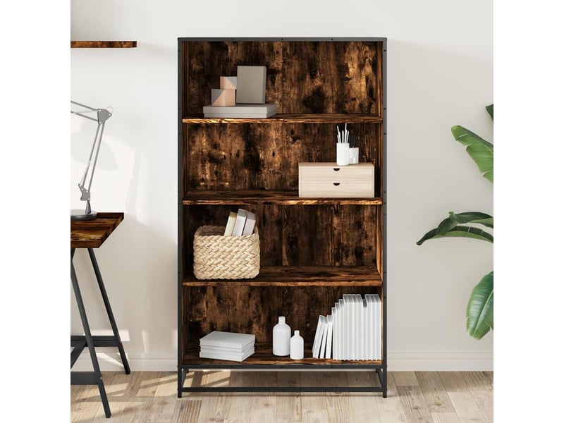  Bibliothèque, étagère de rangement chêne fumé 80,5x35x139 cm bois d'ingénierie  - Conforama C