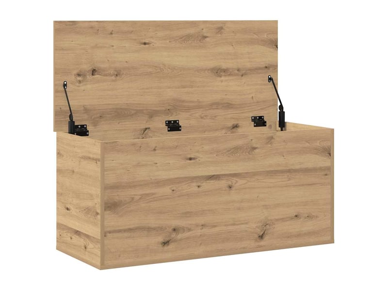 Boîte de rangement, coffre de rangement chêne artisanal 100x42x46 cm - Conforama E