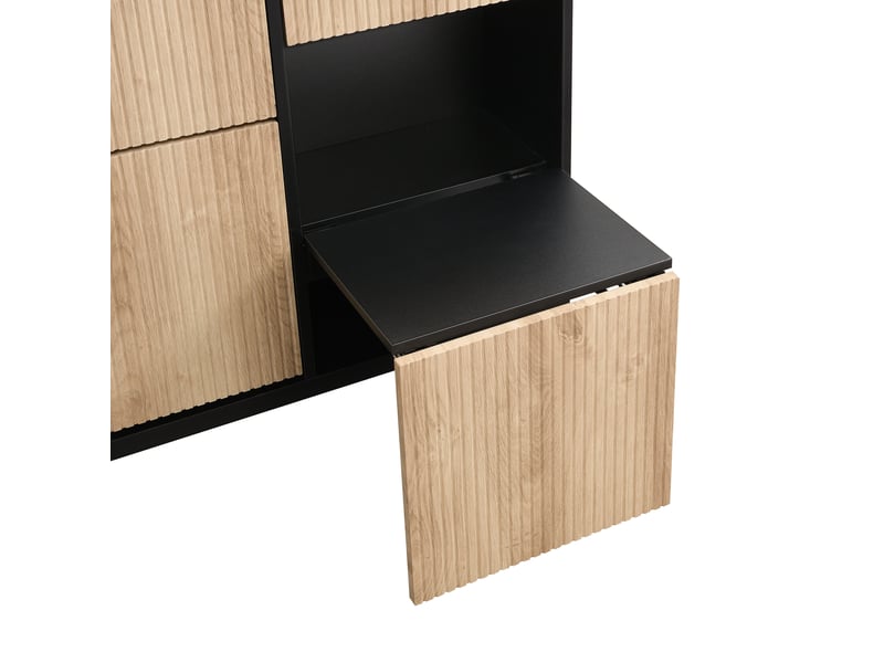  Meuble à chaussures 100x25x100 cm, capacité 16 paires, noir et bois, idéal pour entrée et couloir  - Conforama E
