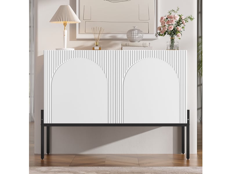Buffet 100x40x75 cm à 2 portes, pieds en métal, blanc - Conforama B
