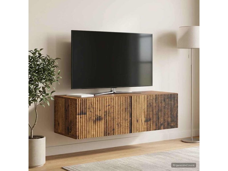  Meuble tv - banc tv - meuble de rangement mural 98 x 41 x 30 cm bois ancien bois d'ingénierie  - Conforama D
