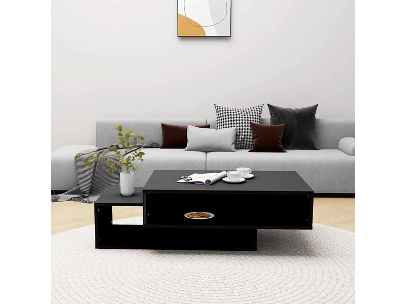  Table basse rectangulaire | table de salon noir 105x55x32 cm bois d’ingénierie  - Conforama C
