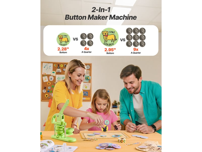  Vevor machine à badges presse à badges épingles de 5875 mm 200pcs vert  - Conforama B