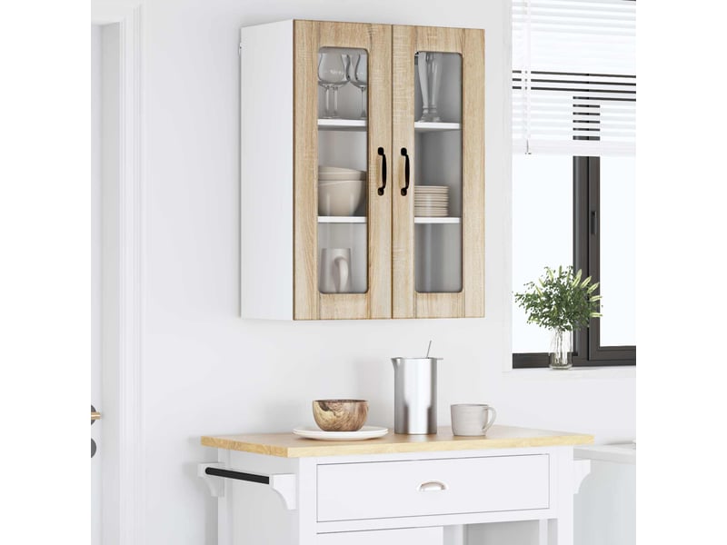  Meuble mural de cuisine, cabinet en verre mural chêne sonoma 60x31x80cm shl7692  - Conforama D