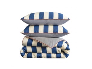 Parure de lit 240x220 coton rayure bleu marine terre de nuit nova