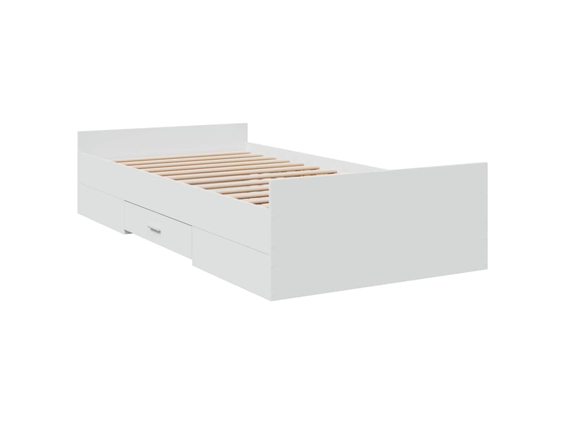 Lit simple- lit adulte - cadre de lit avec rangement blanc 80 x 200 cm bois d'ingénierie - Conforama B