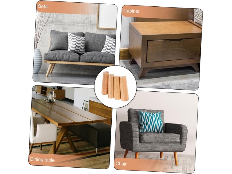  4pièces meuble bois massif ronds pour table basse et commode de rechange pour canapé et autres meubles  - Conforama C