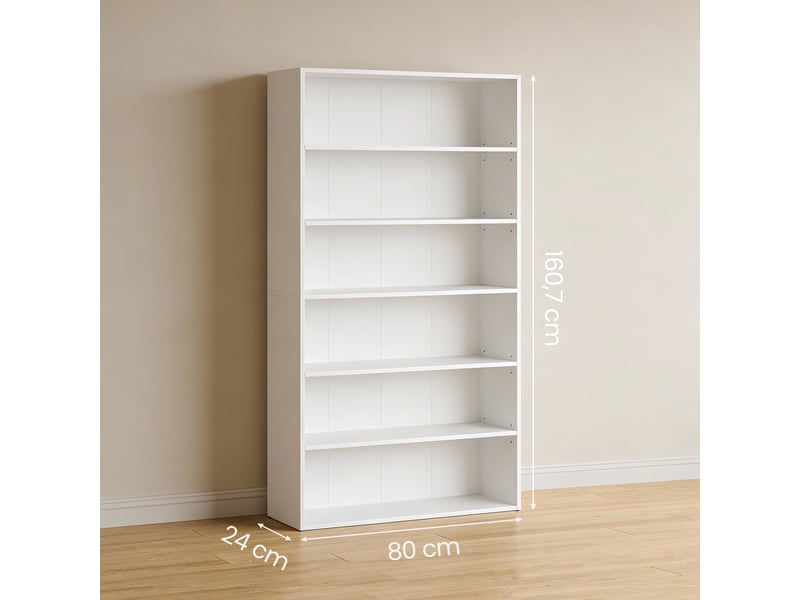 Étagère avec 6 niveaux, bibliothèque, pour bureau à domicile, chambre, salon, bureau, blanc - Conforama D