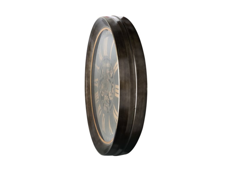  Horloge murale fabrilamp genova 100,5 x 100,5 cm cuir doré engrenages mobiles 214910062 - Conforama C