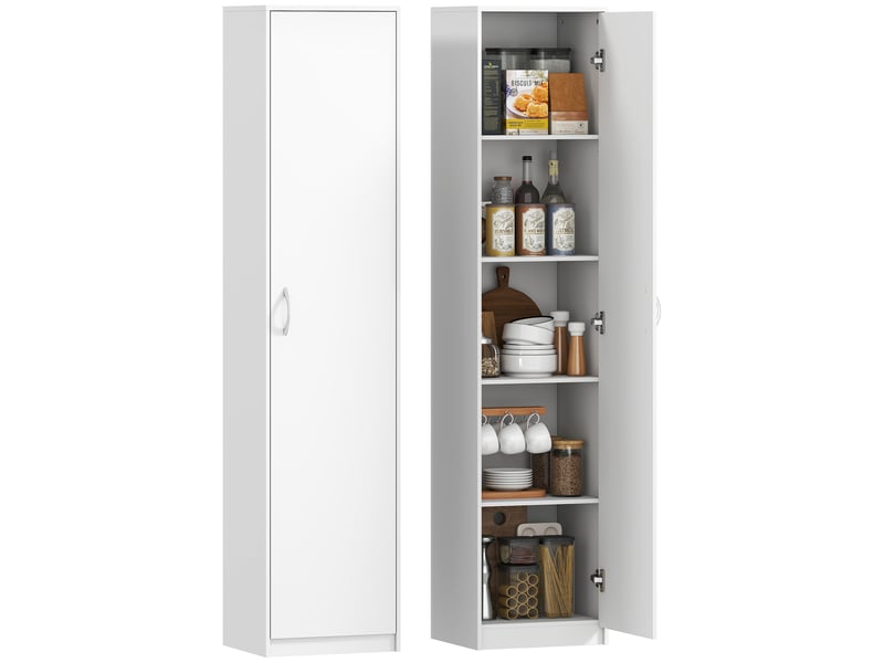  Meuble de cuisine à 5 niveaux, étagères réglables, pour salon, cuisine, cellier, en bois blanc.  - Conforama A