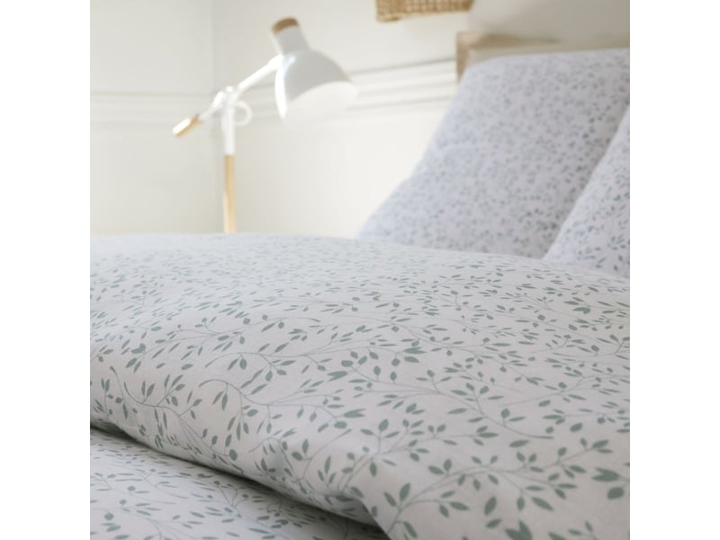  Parure housse de couette 240x220cm + 2 taies motif feuillage blanc et vert 100% gaze de coton - maho MAHO - Conforama D
