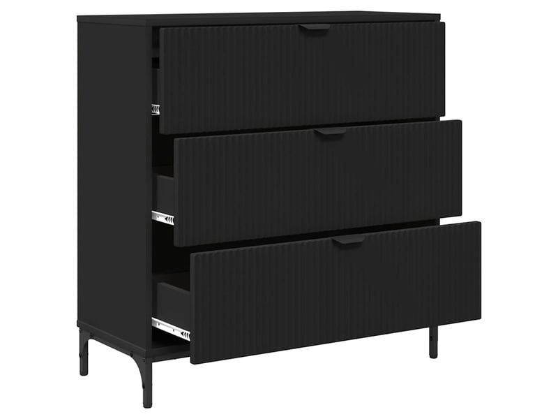 Buffet salon, buffet de rangement avec tiroir noir 79,5x33x82 cm bois d'ingénierie  - Conforama E