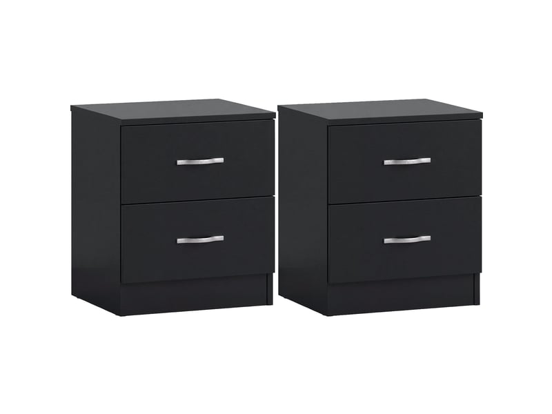  Table de chevet riano, commode de nuit, chambre, 47x40x36cm, set de 2, 2 tiroirs, noir 3332397 - Conforama A