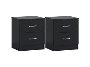 Table de chevet riano, commode de nuit, chambre, 47x40x36cm, set de 2, 2 tiroirs, noir