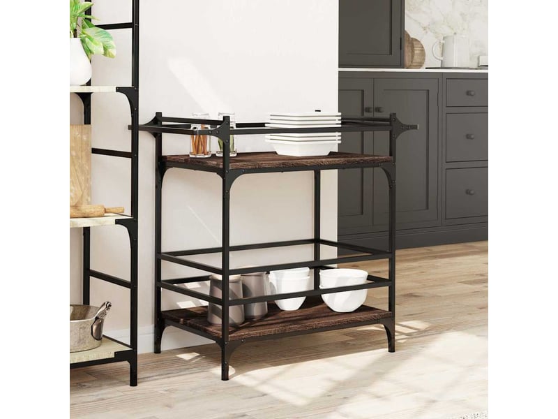  Desserte de cuisine, chariot de rangement chêne marron 82x40x78,5 cm bois d'ingénierie  - Conforama C