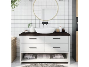 Comptoir de salle de bain, plan de travail marron foncé bois massif traité cf65875