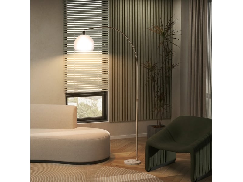 Lampadaire 90x26x180 cm en métal avec interrupteur au pied blanc chicfurn - Conforama C