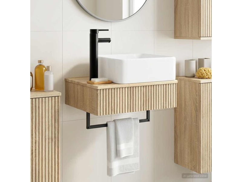  Basin de lavage mural, lavabo chêne sonoma 50x41x39 cm  - Conforama B