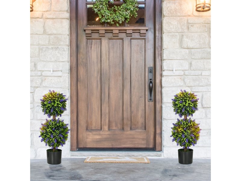 Plante artificielle en pot lot de 2 lavandes décoratives résistantes aux uv pour intérieur et extérieur vert ø15 × 70 cm - Conforama B