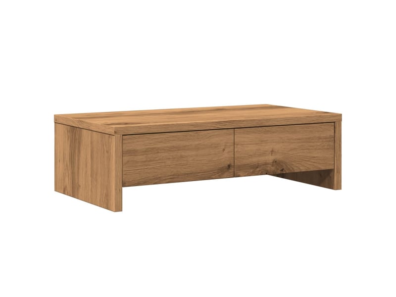  Support de moniteur table meuble bureau et tiroirs artisanal bois ingénierie marron 02_0044963  - Conforama A