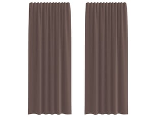 Lot de 2 rideaux en voile, voilages avec passe-tringles marron cf44471