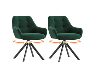 Lot 2 chaise pivotante premium avec demi-accoudoirs - chaise rotation à 360°base métallique haute stabilité, vert