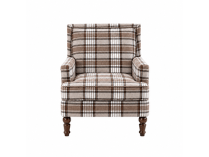 Fauteuil d'appoint vintage, style rétro en lin marron avec finition cloutée décorative pour salon