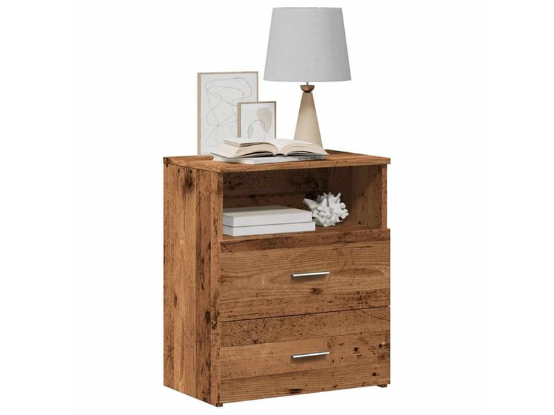  Vidaxl tables de chevet 2 pièces vieux bois table d'appoint 50x32x60 cm salon et chambre  - Conforama B