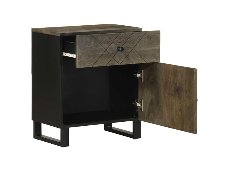  Table de chevet - cabinet de chevet - table de nuit noir 50x33x60 cm bois de manguier massif  - Conforama A