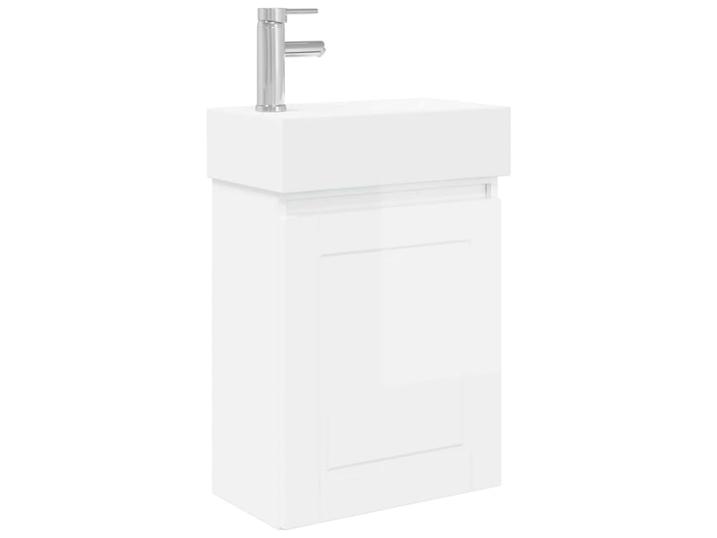  Meuble de rangement salle de bain avec robinet blanc brillant shl3107  - Conforama A
