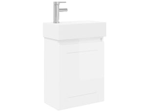 Meuble de rangement salle de bain avec robinet blanc brillant shl3107
