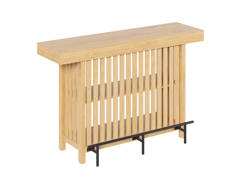 Table de bar avec repose-pieds et étagères 160x40x105 cm en mdf naturel - Conforama R