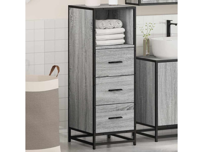 Armoire de salle de bain, cabinet de salle de bain sonoma gris 35x37,5x100 cm cf65128 - Conforama D