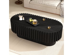 Table basse ovale coloris noir HOMVRA - 50 cmx100 cm