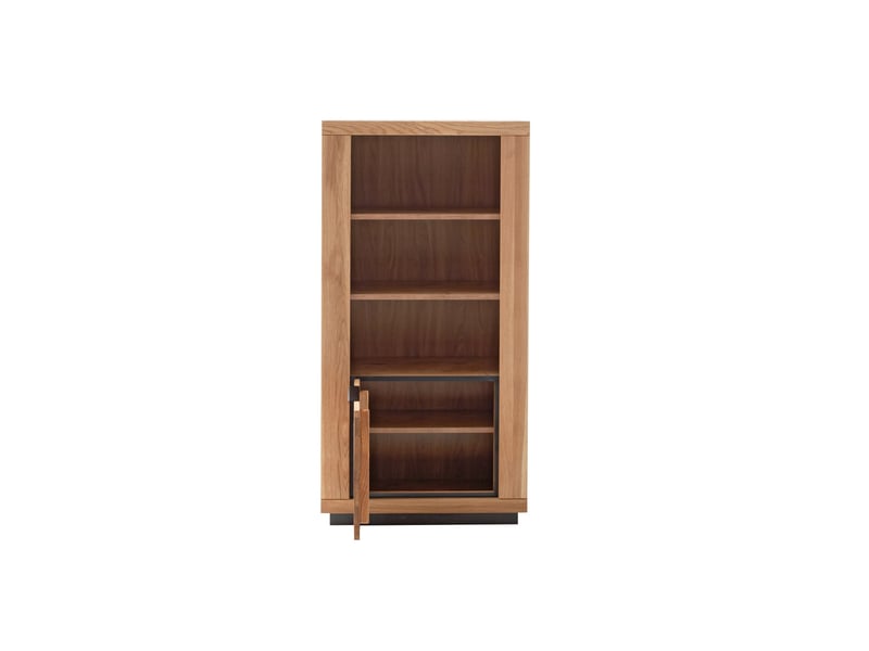  Bibliothèque 3 niches ouvertes et 1 porte de rangement coloris chêne massif huilé  - longueur 72 × hauteur 142 × profondeur 40 cm  - Conforama C